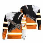 Hi Vis Long Sleeve Shirts Reflective Orange Safety For Motorcycle Bicycle, Runner, Working