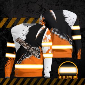 Hi Vis Long Sleeve Shirts Reflective Orange Safety For Motorcycle Bicycle, Runner, Working