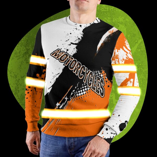Hi Vis Long Sleeve Shirts Reflective Orange Safety For Motorcycle Bicycle, Runner, Working