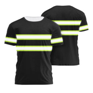 Hi Vis Shirts Reflective Black Safety Workwear For Runner, Cyclist, Walking and Workers