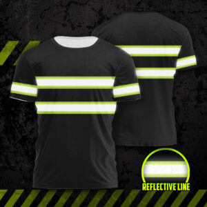 Hi Vis Shirts Reflective Black Safety Workwear For Runner, Cyclist, Walking and Workers