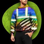 Hi Vis Hoodie Reflective Rainbow US Flag Paint Safety Workwear For Worker, Motorcycle Bicycle, Runner