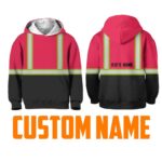 Hi Vis Reflective Black Below Custom Name Kids Hoodie Safety Workwear