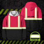 Hi Vis Reflective Black Below Custom Name Kids Hoodie Safety Workwear