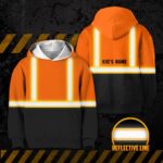 Hi Vis Reflective Black Below Custom Name Kids Hoodie Safety Workwear