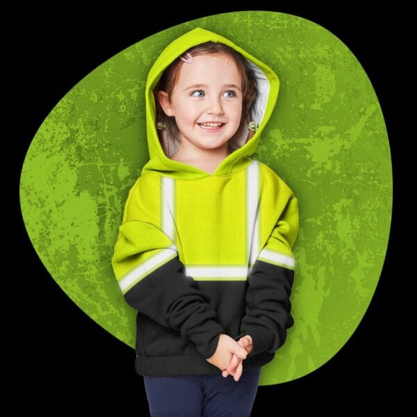 Hi Vis Reflective Black Below Custom Name Kids Hoodie Safety Workwear