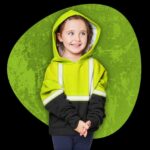 Hi Vis Reflective Black Below Custom Name Kids Hoodie Safety Workwear