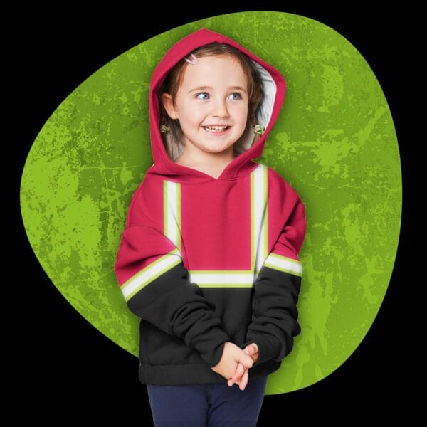 Hi Vis Reflective Black Below Custom Name Kids Hoodie Safety Workwear