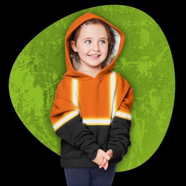 Hi Vis Reflective Black Below Custom Name Kids Hoodie Safety Workwear
