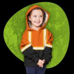 Hi Vis Reflective Black Below Custom Name Kids Hoodie Safety Workwear