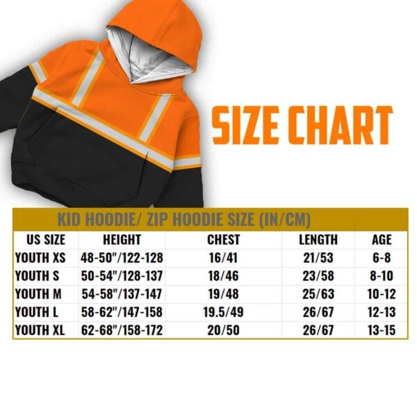 Hi Vis Reflective Black Below Custom Name Kids Hoodie Safety Workwear