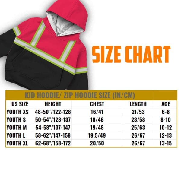 Hi Vis Reflective Black Below Custom Name Kids Hoodie Safety Workwear