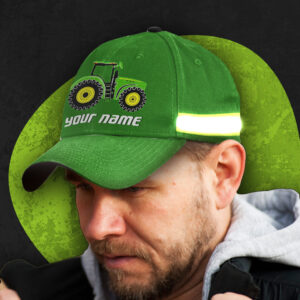Hi Vis Cap Reflective Yellow Green Tractor Custom Name Safety For Farmers