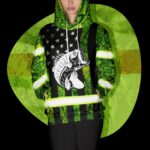 Hi Vis Hoodie Reflective Camo Bass American Flag Outdoor Safety For Fisherman, Fishing Lovers