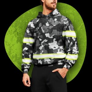 Hi Vis Hoodie Reflective Camo Fishing Outdoor Safety For Fisherman, Fishing Lovers