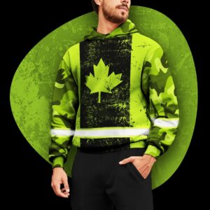 Hi Vis Hoodie Reflective Camo Flag Safety Workwear For Canadian