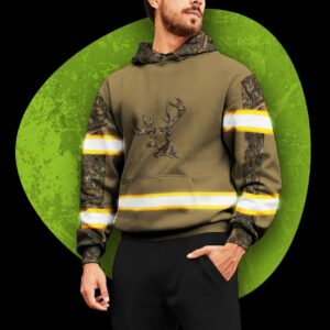 Hi Vis Hoodie Reflective Camo Hunting Safety For Hunters, Hunting Lovers