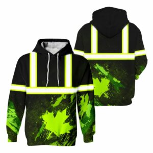 Hi Vis Hoodie Reflective Canada Flag Safety Workwear For Canadian