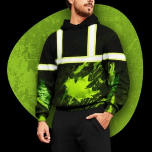 Hi Vis Hoodie Reflective Canada Flag Safety Workwear For Canadian