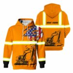 Hi Vis Hoodie Reflective Cautious Orange Operator Custom Name Safety Workwear For Operator