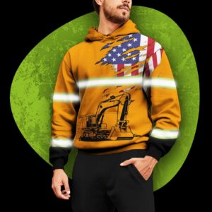 Hi Vis Hoodie Reflective Cautious Orange Operator Custom Name Safety Workwear For Operator