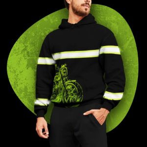 Hi Vis Hoodie Reflective Cool Motorcycle Safety For Bikers, Rider