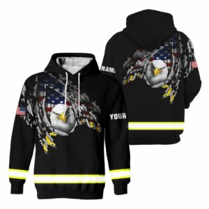 Hi Vis Hoodie Reflective Eagle Custom Name Safety Workwear