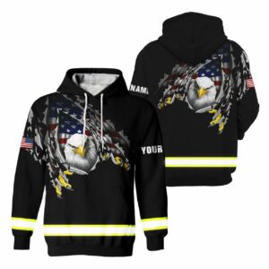 Hi Vis Hoodie Reflective Eagle Custom Name Safety Workwear