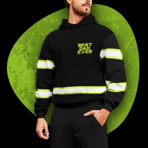 Hi Vis Hoodie Reflective Father's Day American Flag Best Dad Ever Safety For Dad, Father's Day Gift