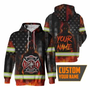 Hi Vis Hoodie Reflective Firefighter Thin Red Line Custom Name Safety Workwear