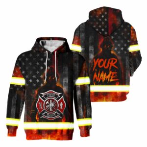 Hi Vis Hoodie Reflective Firefighter Thin Red Line Custom Name Safety Workwear