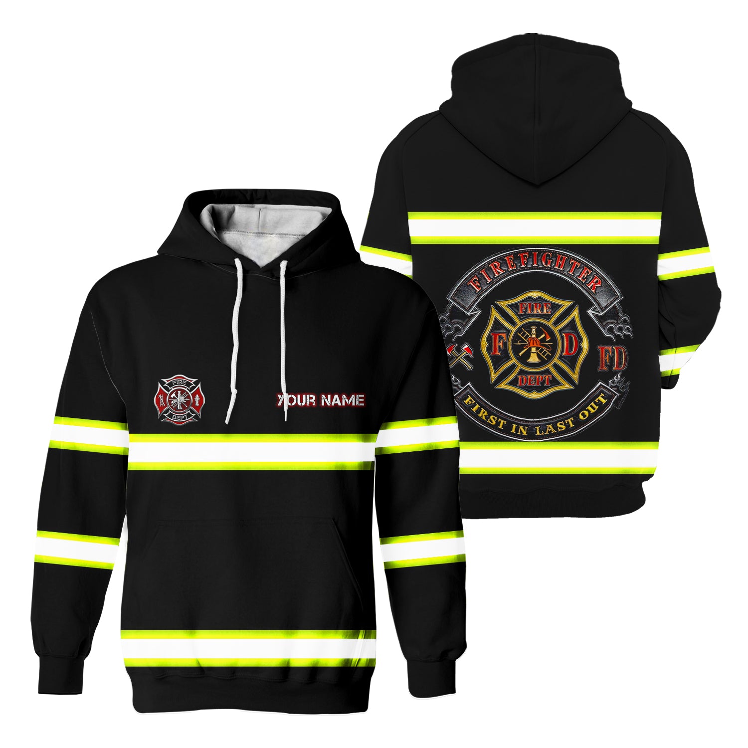Hi Vis Hoodie Reflective First In Last Out Custom Name Safety Workwear ...