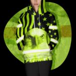 Hi Vis Hoodie Reflective Green US Flag Eagle For Patriotic, American, Military