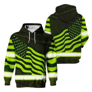 Hi Vis Hoodie Reflective Independence USA Flag Safety Workwear