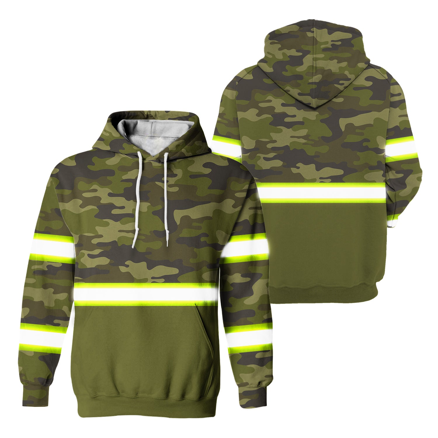 Hi Vis Hoodie Reflective Moss Green