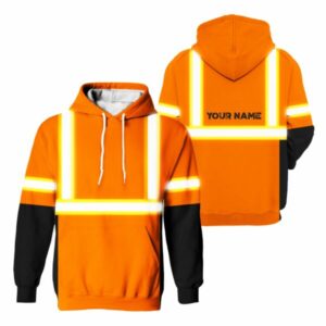 Hi Vis Hoodie Reflective Orange Custom Name Safety