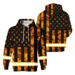 Hi Vis Hoodie Reflective Orange USA American Flag Safety Workwear