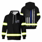 Hi Vis Hoodie Reflective Thin Blue Line US Flag Police Safety For Police