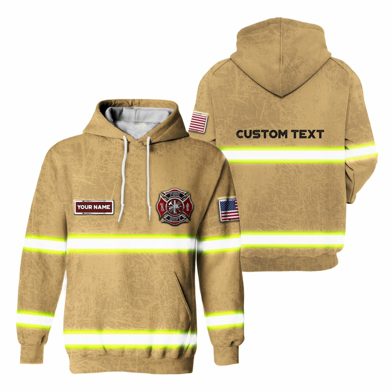 Hi Vis Hoodie Reflective US Firefighter Custom Name Safety Workwear