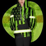 Hi Vis Hoodie Reflective US Flag Black Green Safety Workwear