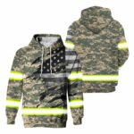Hi Vis Hoodie Reflective US Flag Camo For Patriotic, American, Military