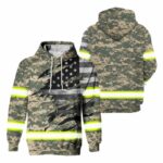 Hi Vis Hoodie Reflective US Flag Camo For Patriotic, American, Military