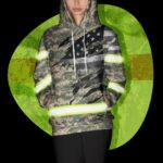 Hi Vis Hoodie Reflective US Flag Camo For Patriotic, American, Military