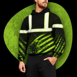 Hi Vis Hoodie Reflective US Flag Fishing Outdoor Safety For Fisherman, Fishing Lovers