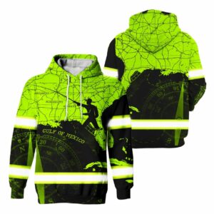 Hi Vis Hoodie Reflective US Map Fishing Safety For Fisherman