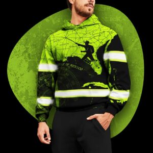 Hi Vis Hoodie Reflective US Map Fishing Safety For Fisherman