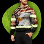 Hi Vis Hoodie Reflective Vintage US Flag Eagle For Patriotic, American, Military
