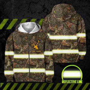 Hi Vis Kid Zip Hoodie Reflective Camo Hunting Custom Name Safety Workwear