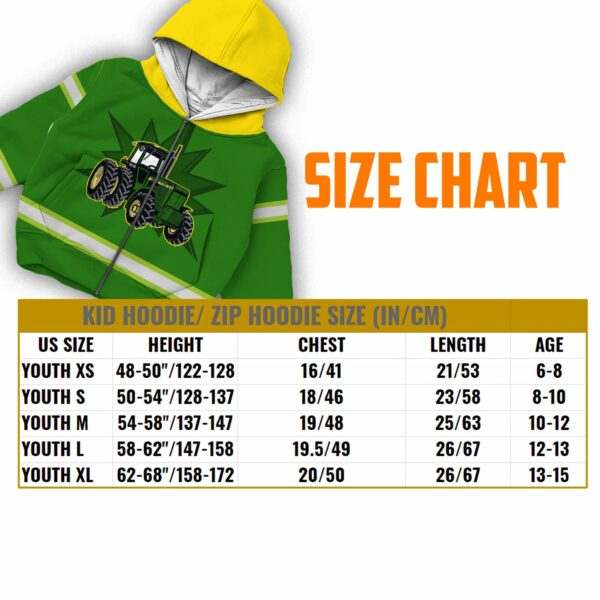 Hi Vis Kid Zip Hoodie Reflective Farmer Tractor Custom Name Safety Workwear
