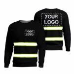 Hi Vis Long Sleeve Shirts Reflective Black Custom Logo Safety Workwear